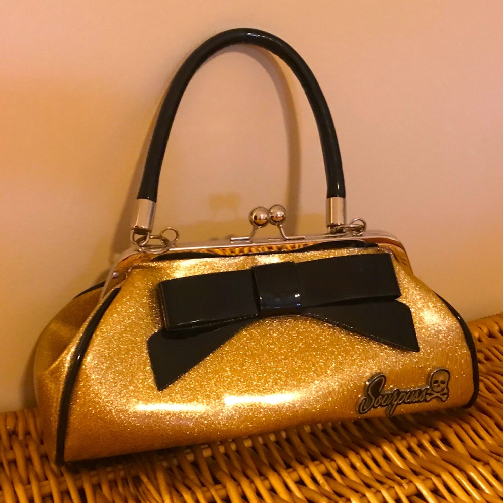 Sourpuss Floozy Purse Glitter Gold